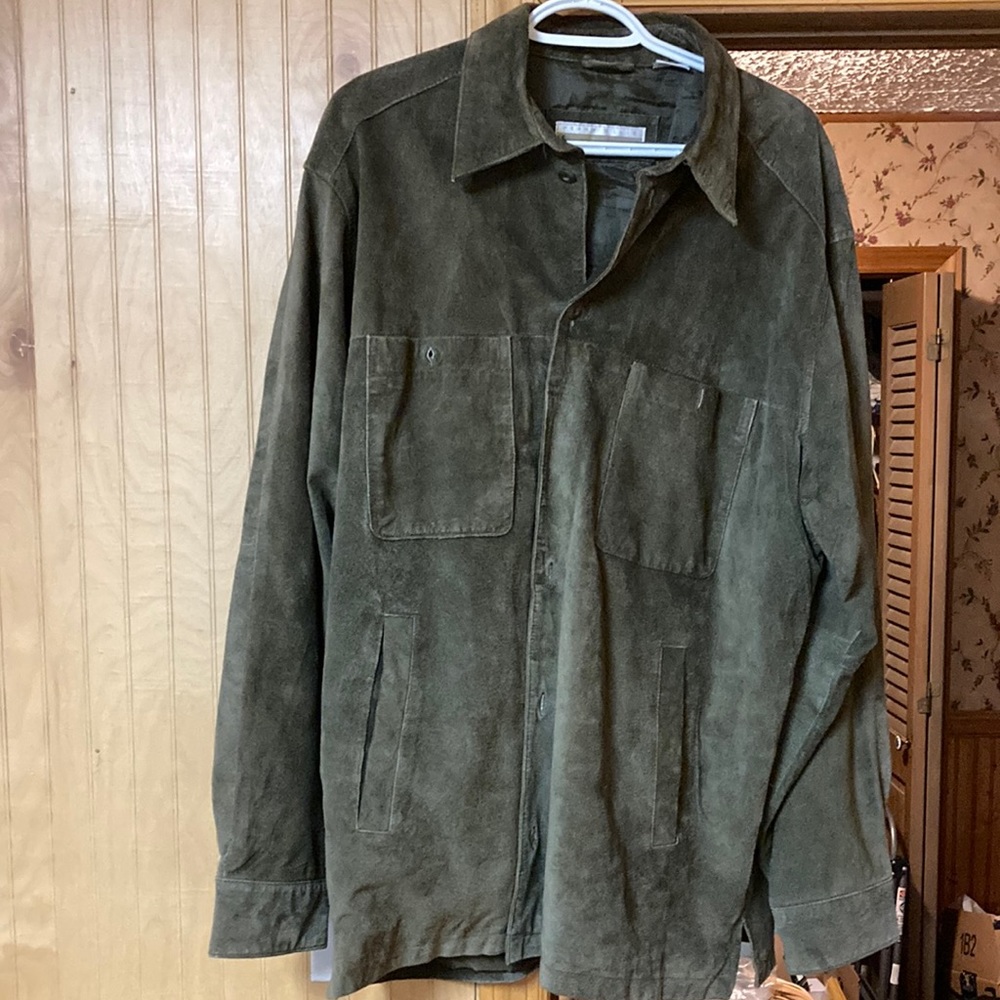 Perry Ellis leather shirt jacket